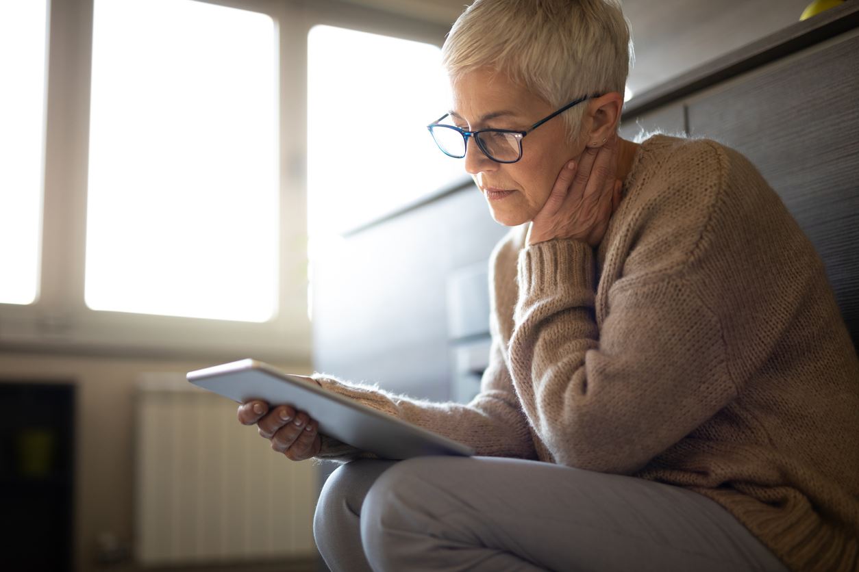 Woman looking at a tablet